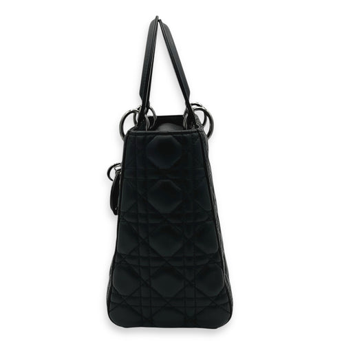 Christian Dior Lady Dior Medium Black Top Handle Bag in Calfskin, Gunmetal hardware_3