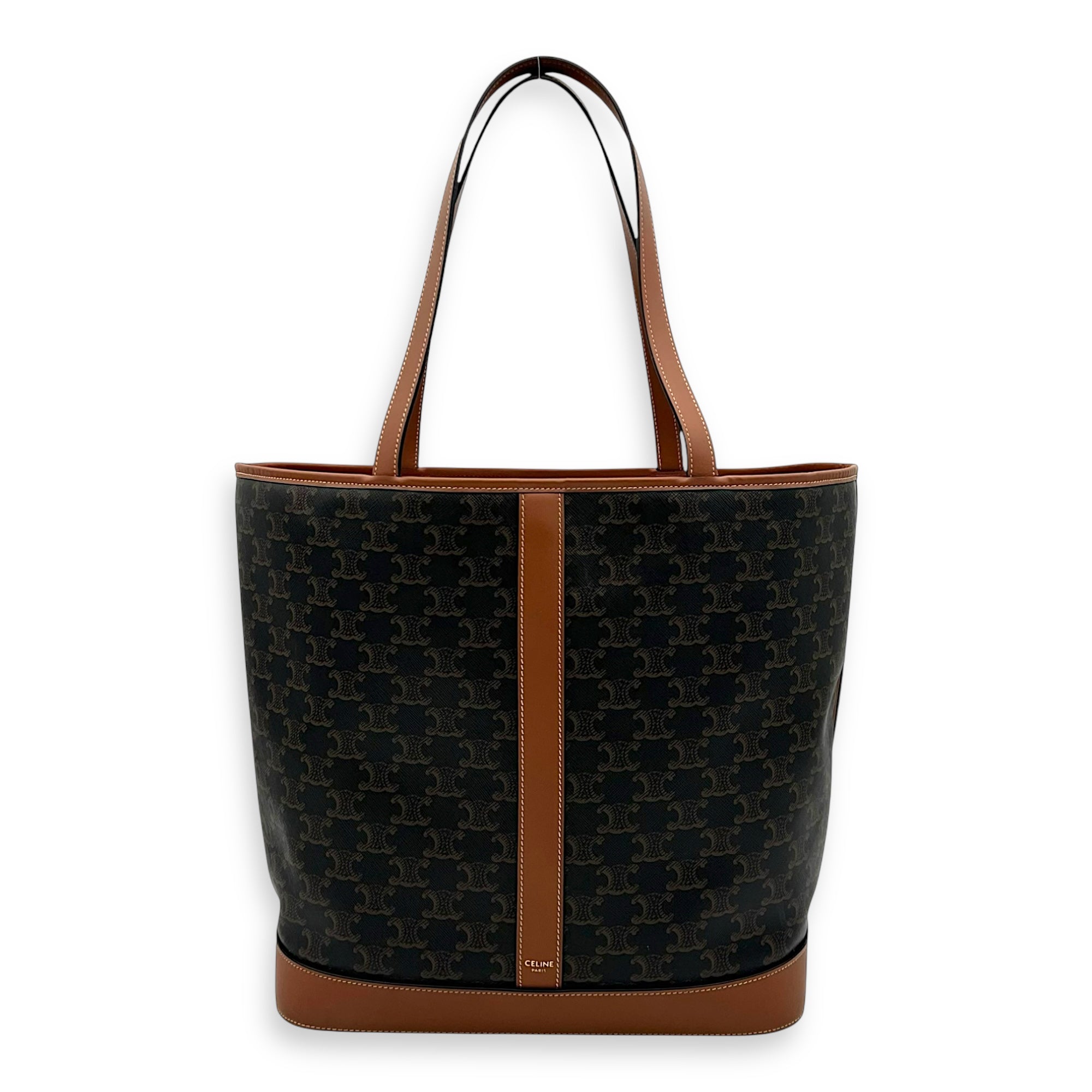 Celine Triomphe Tote Bag Brown in Coated Canvas, Gold hardware_1