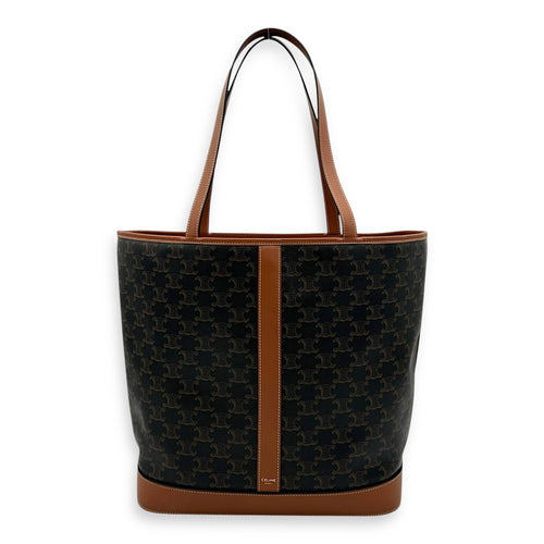 Celine Triomphe Tote Bag Brown in Coated Canvas, Gold hardware_1
