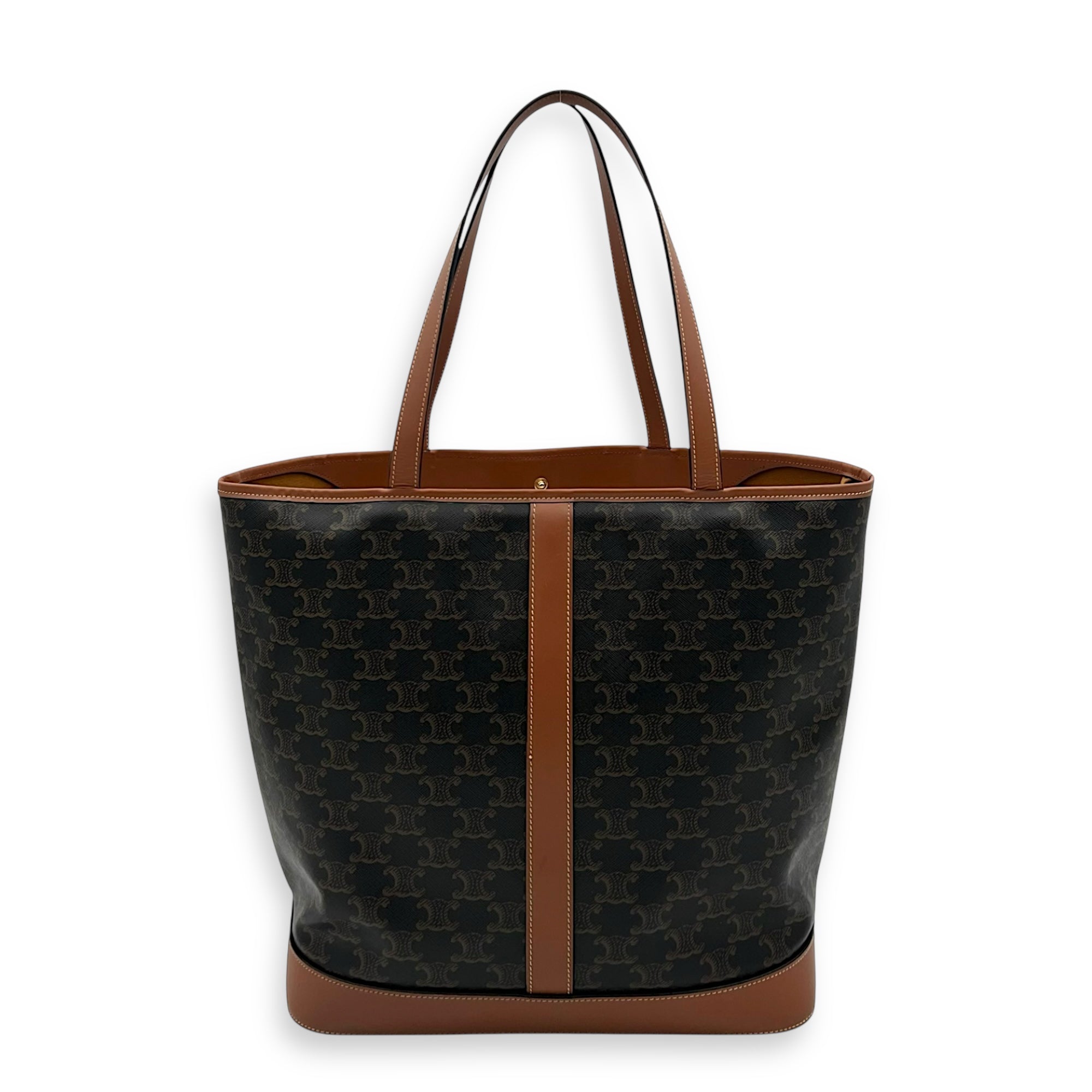 Celine Triomphe Tote Bag Brown in Coated Canvas, Gold hardware_2