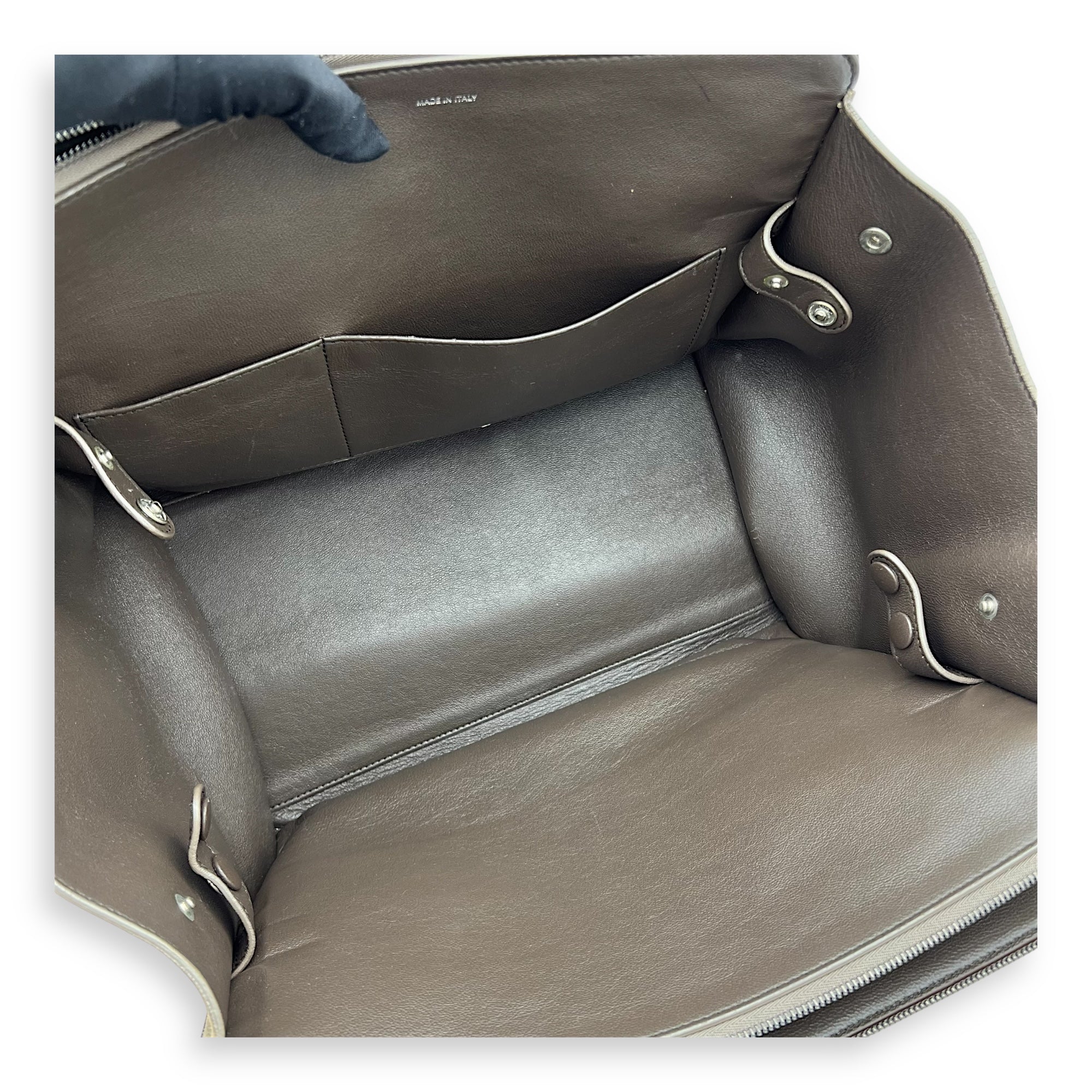 Celine Trapeze Top Handle Bag Brown in Calfskin, Silver hardware_6