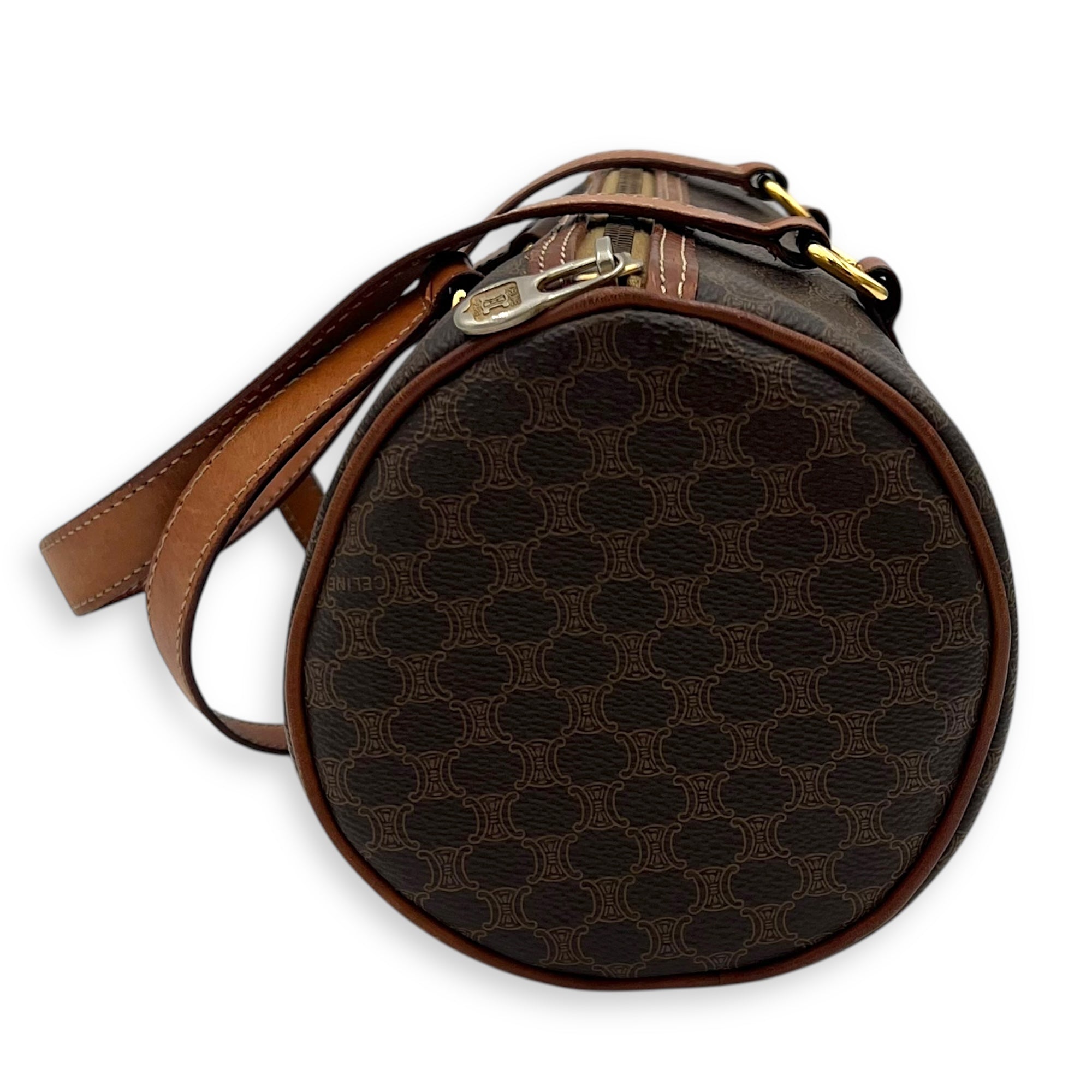 Celine Macadam Shoulder Bag Brown in Coated Canvas, Gold hardware_3