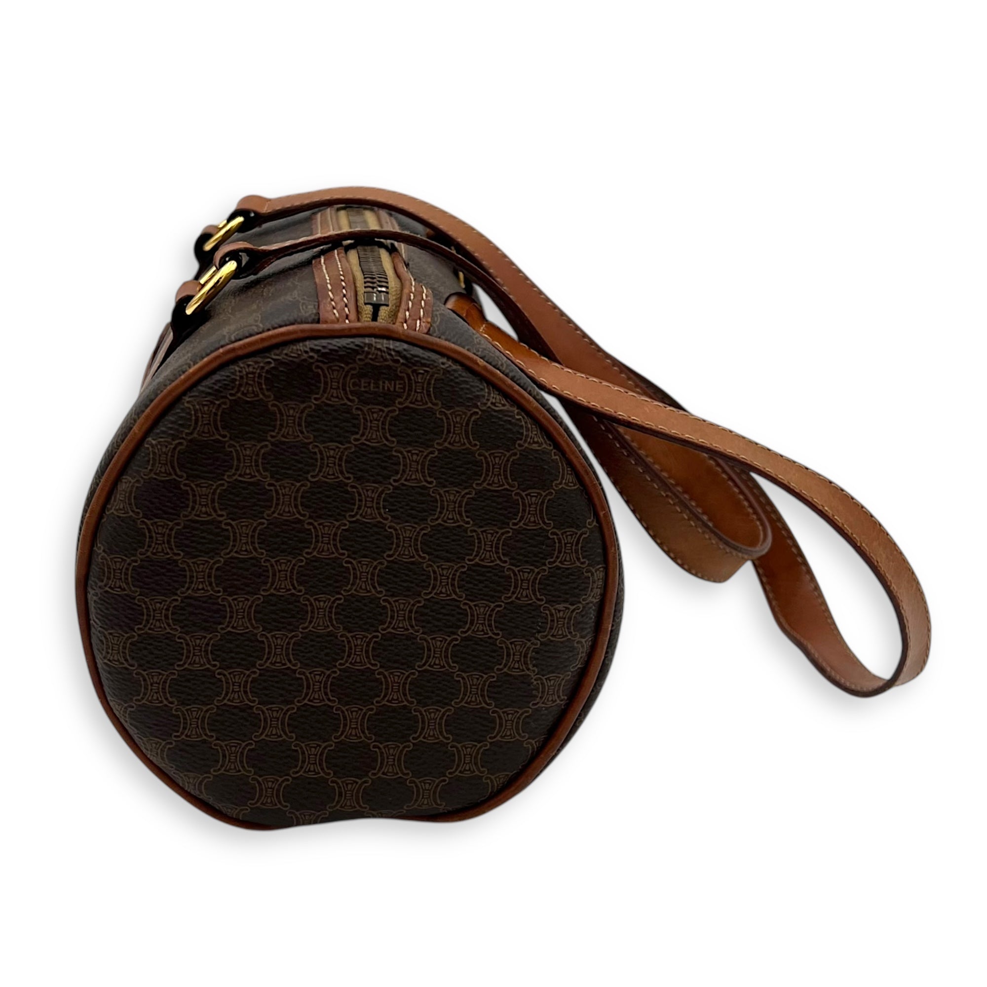 Celine Macadam Shoulder Bag Brown in Coated Canvas, Gold hardware_4