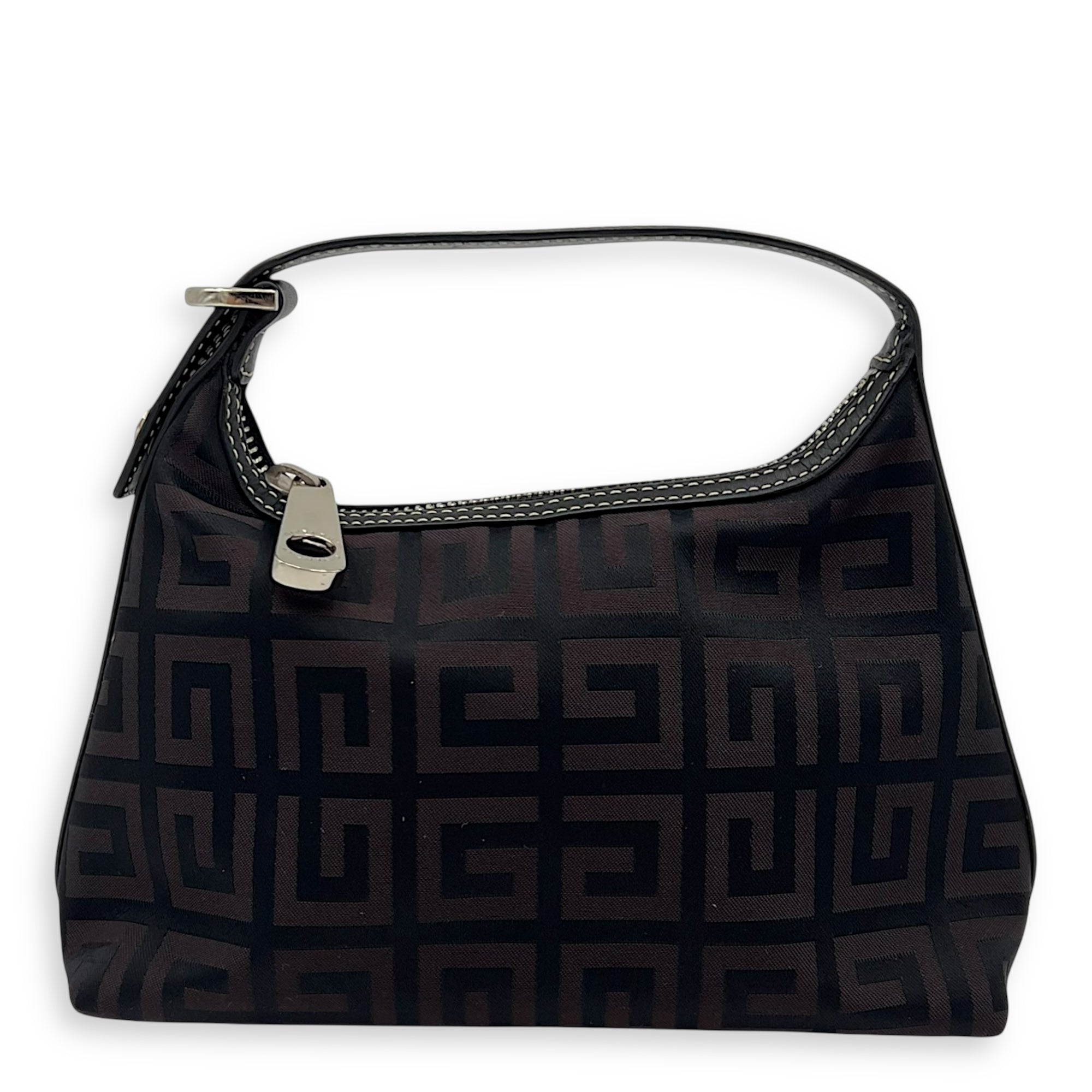 Givenchy Logo Top Handle Bag Brown in Canvas, Silver hardware_1