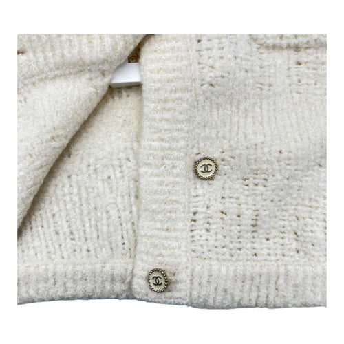 Chanel cream crop cardigan Ready-To-Wear FR36 cream in Cashmere, Gold hardware_1