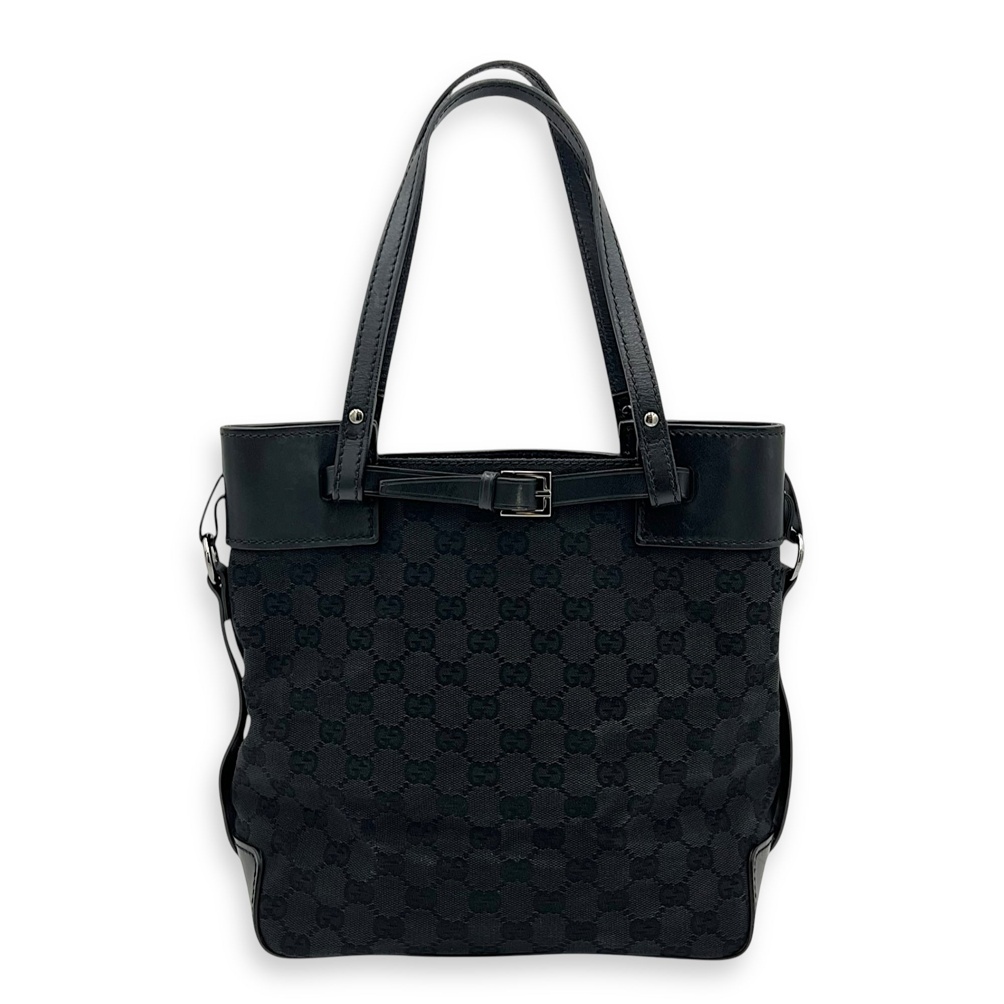 Gucci GG Top Handle Bag Black in Canvas, Silver hardware_2
