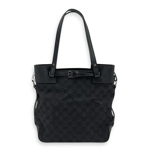 Gucci GG Top Handle Bag Black in Canvas, Silver hardware_1
