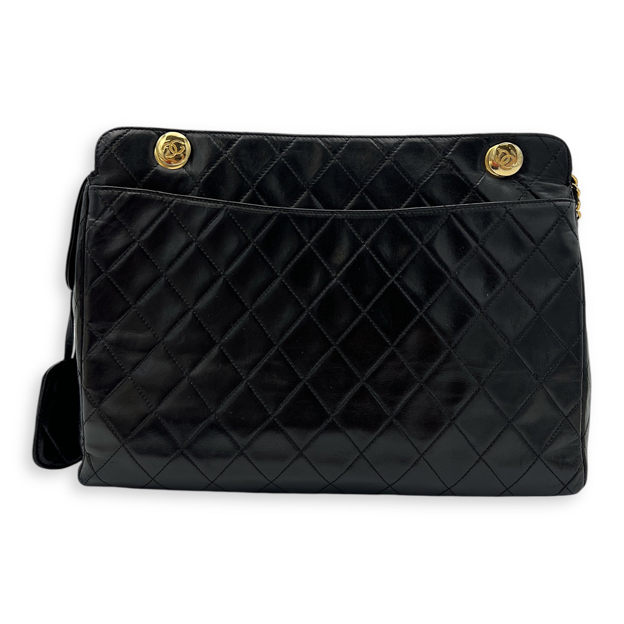 Chanel Vintage Shoulder Bag Black in Lambskin, Gold hardware_1