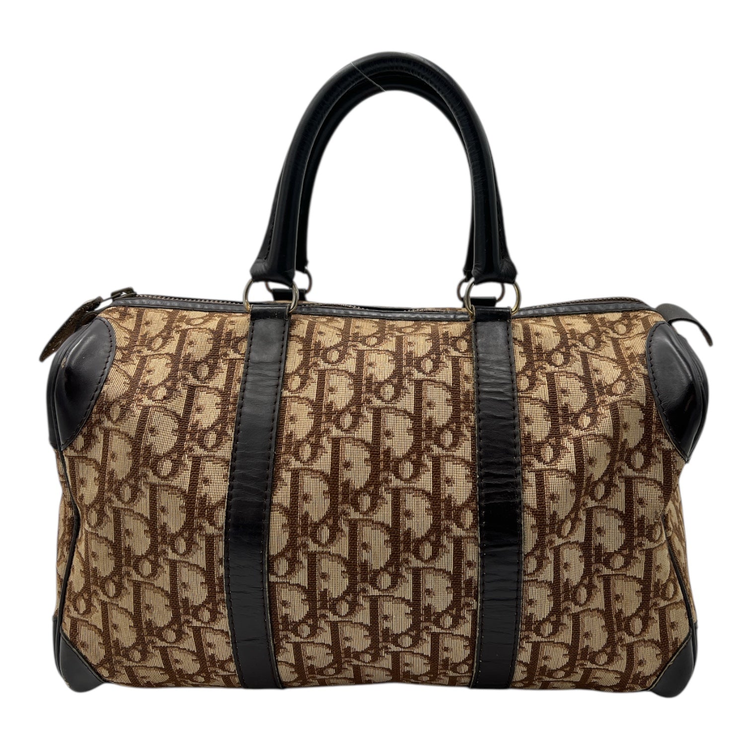 Christian Dior Trotteur Top Handle Bag Brown in Coated Canvas, Silver hardware_1