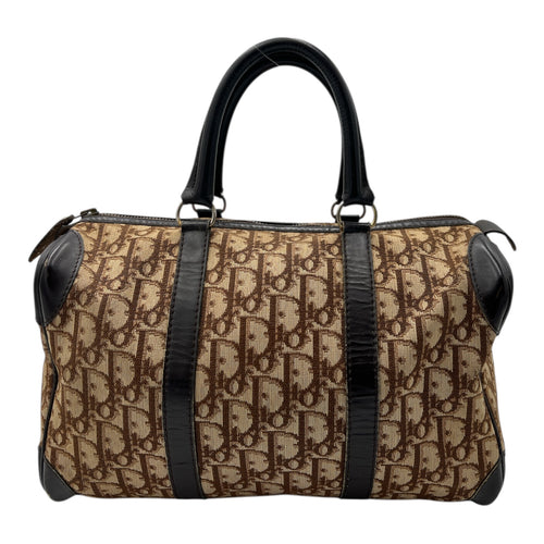 Christian Dior Trotteur Top Handle Bag Brown in Coated Canvas, Silver hardware_1
