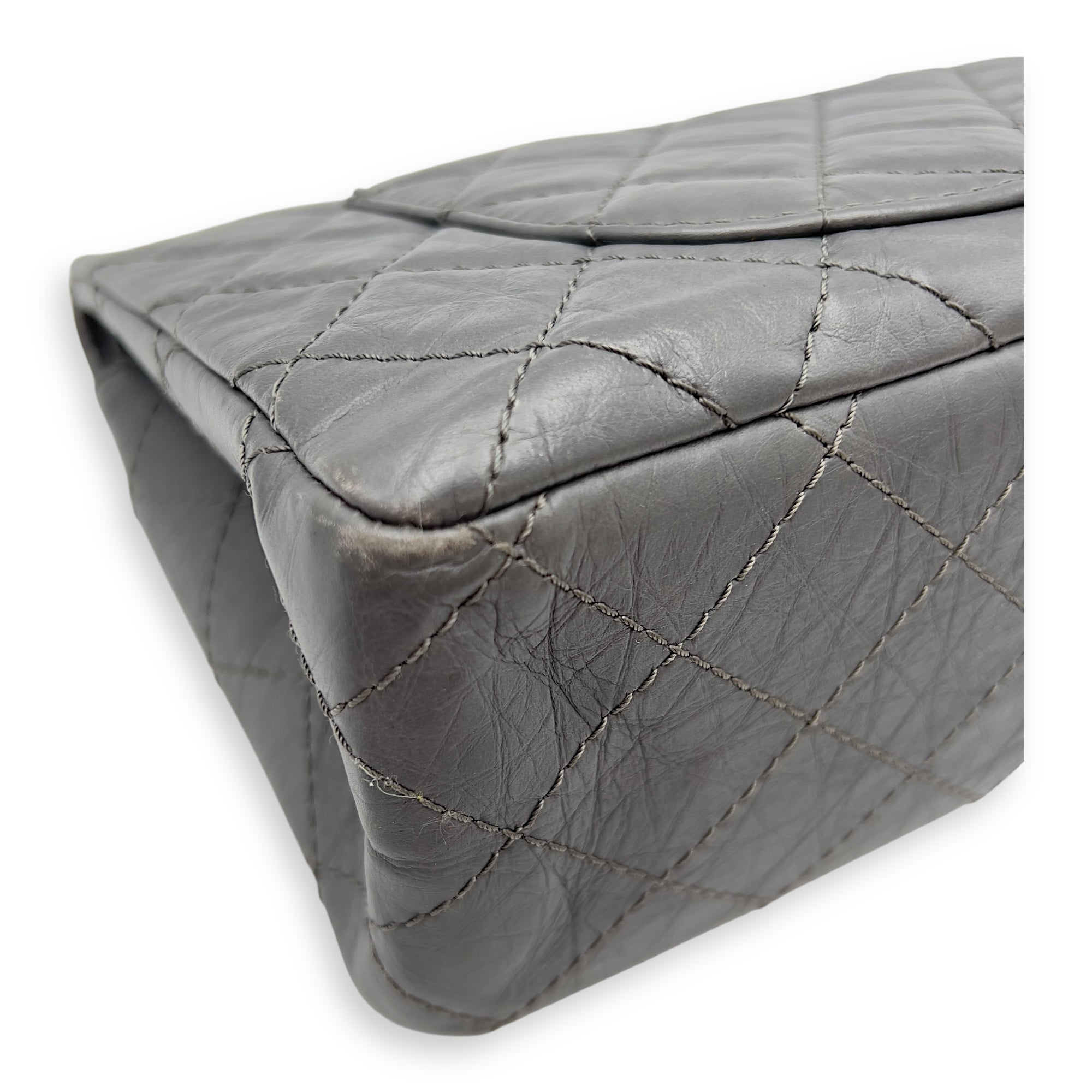Chanel 2.55 Shoulder Bag Grey in Calfskin, Ruthenium hardware_1