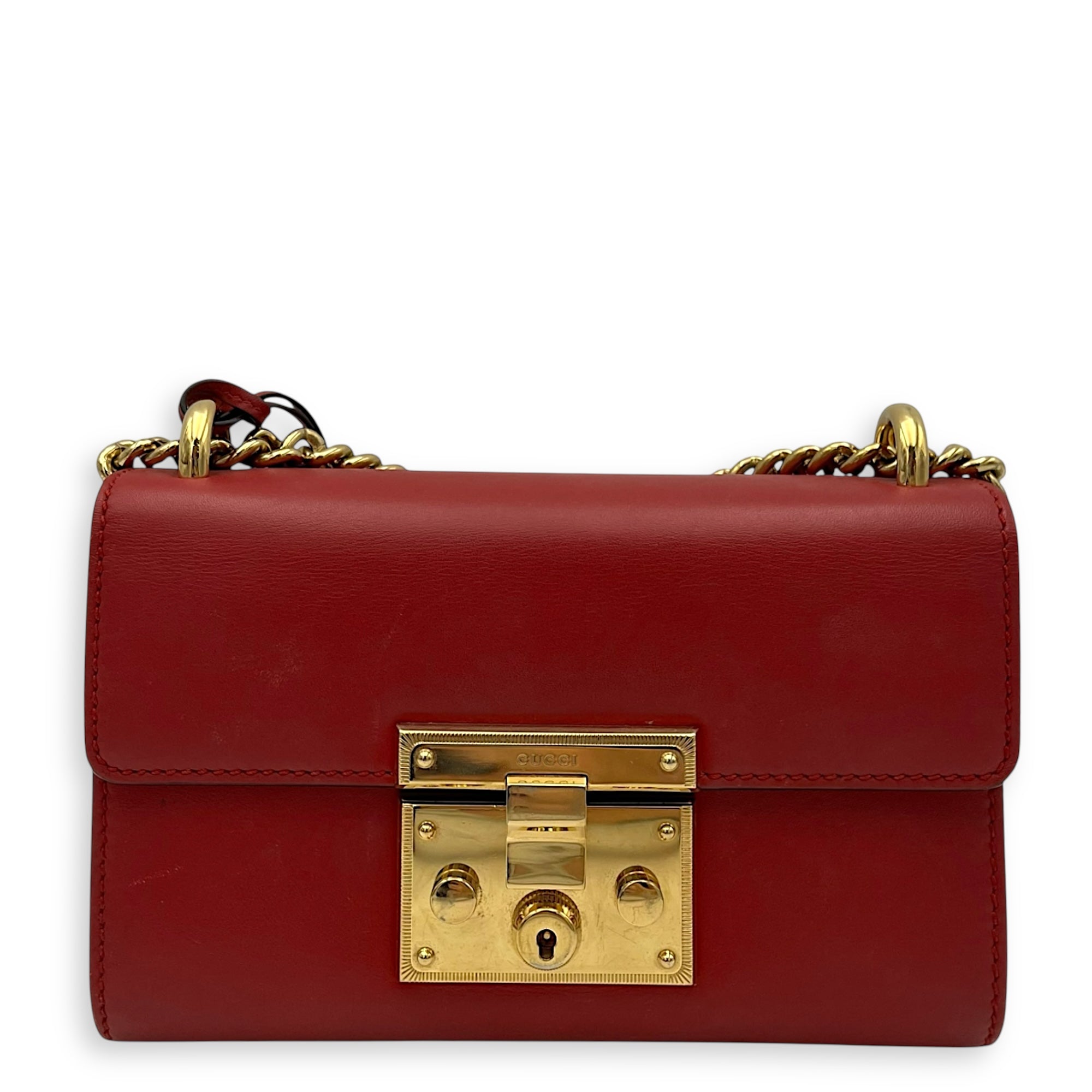 Gucci Padlock Shoulder Bag Red in Calfskin, Gold hardware_1
