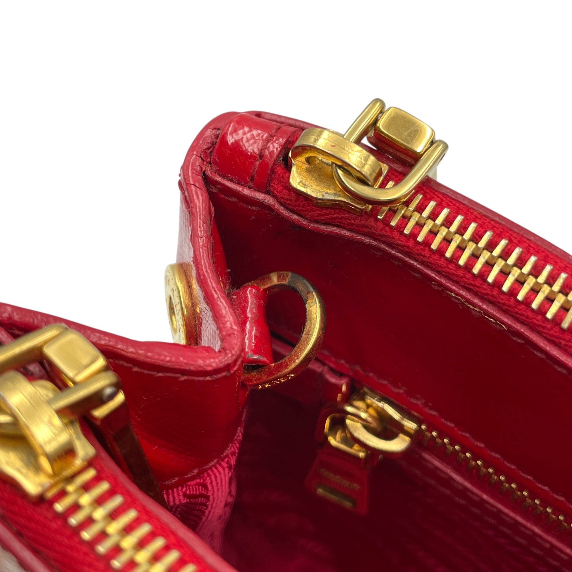 Saffiano Red Top Handle Bag in Saffiano, Gold hardware