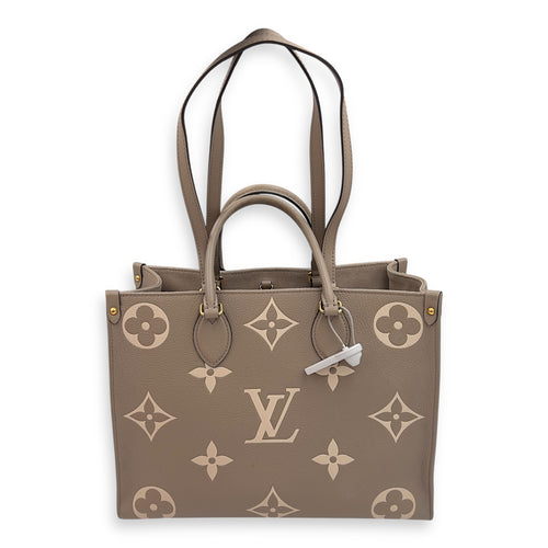 Louis Vuitton OnTheGo MM Beige Top Handle Bag in Empreinte Leather, Gold hardware_11