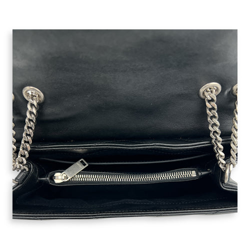 Saint Laurent Loulou Small Black Shoulder Bag in Calfskin, Silver hardware_6
