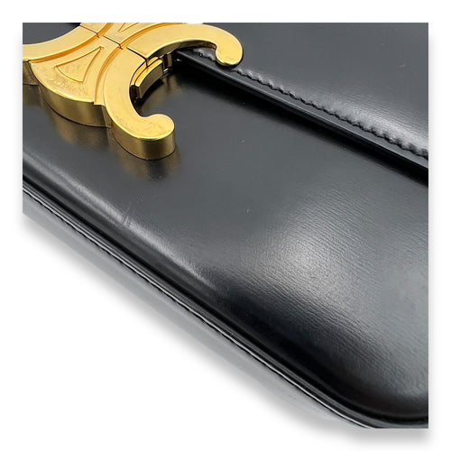 Celine Triomphe Claude Black Shoulder Bag in Calfskin, Gold hardware_10