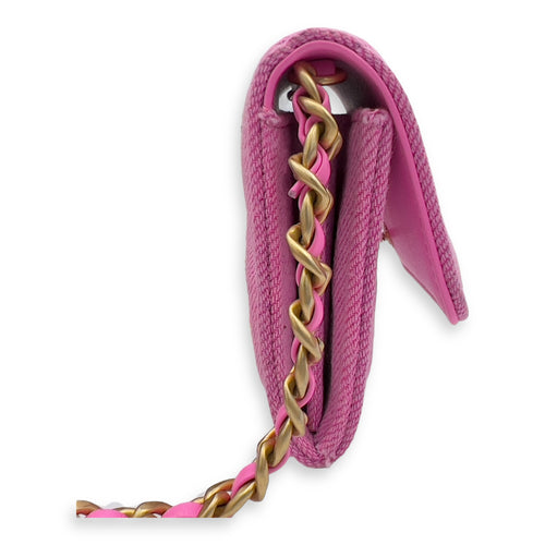 Chanel C19 Pink Wallet On Chain in Denim, Gold hardware_6