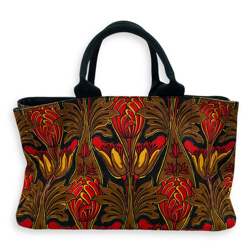 Canapa Top Handle 40x24x25 Black, orange, yellow, brown Top Handle Bag in Cotton Canvas, Gold hardware