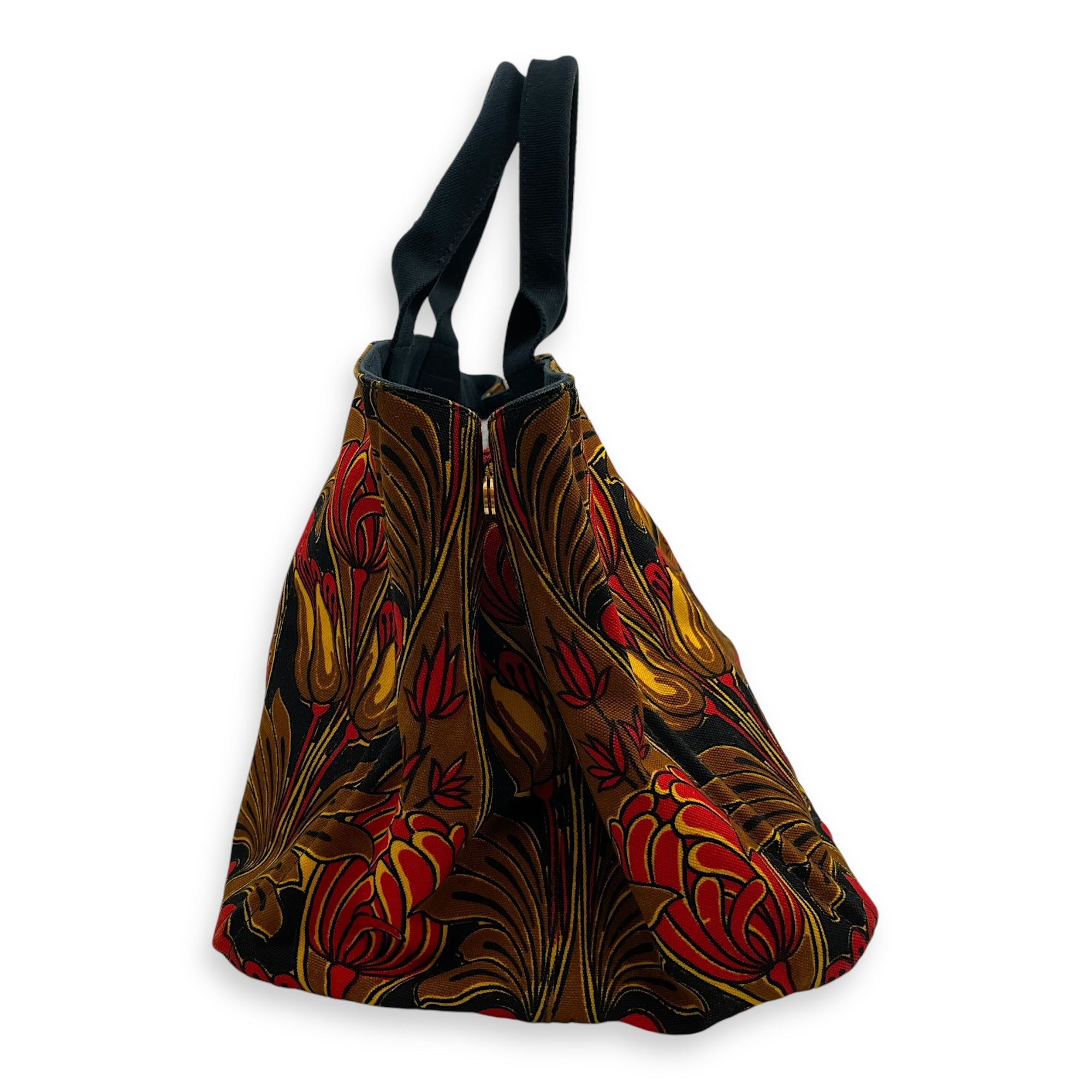 Canapa Top Handle 40x24x25 Black, orange, yellow, brown Top Handle Bag in Cotton Canvas, Gold hardware
