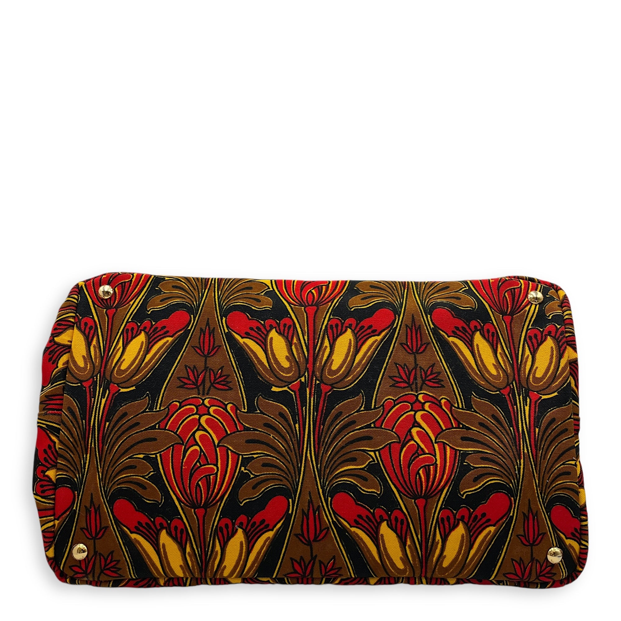 Canapa Top Handle 40x24x25 Black, orange, yellow, brown Top Handle Bag in Cotton Canvas, Gold hardware