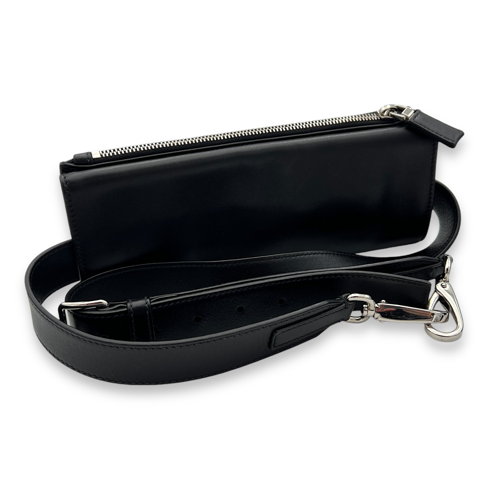 Prada Double Triangle Logo Shoulder bag in Saffiano leather Silver Hardware Singapore