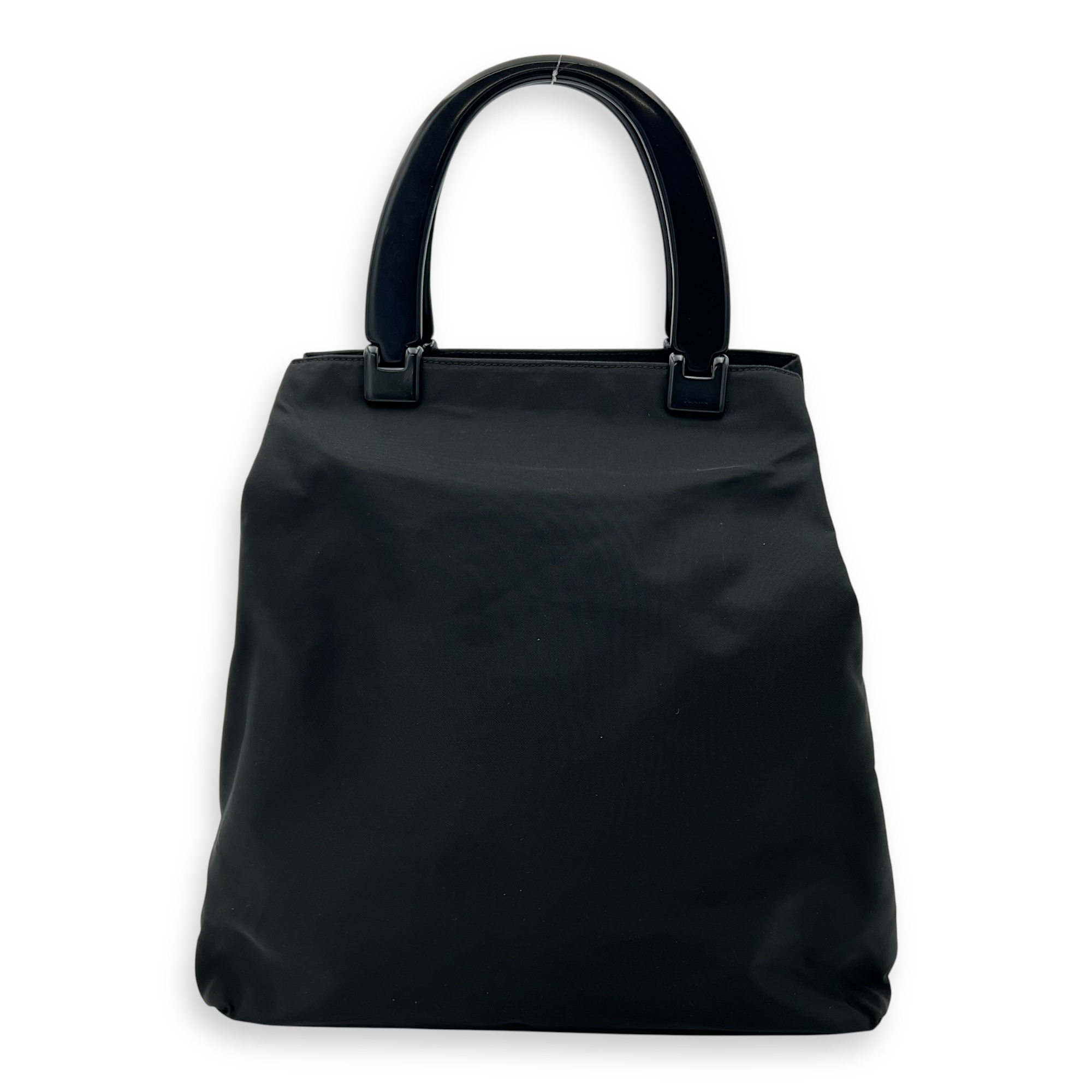 Prada Logo Top Handle Bag Black in Nylon, Silver hardware_1