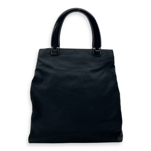 Prada Logo Top Handle Bag Black in Nylon, Silver hardware_2