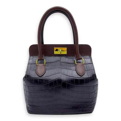 Hermès Toolbox Touch 20 Prunoir/Prune Top Handle Bag in Crocodile Niloticus, Gold hardware_1