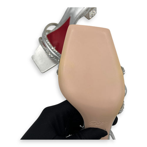Roger Vivier Cube Strass Heel Bling Sandal 75 Heels 38 Silver in Calfskin, Silver hardware_2