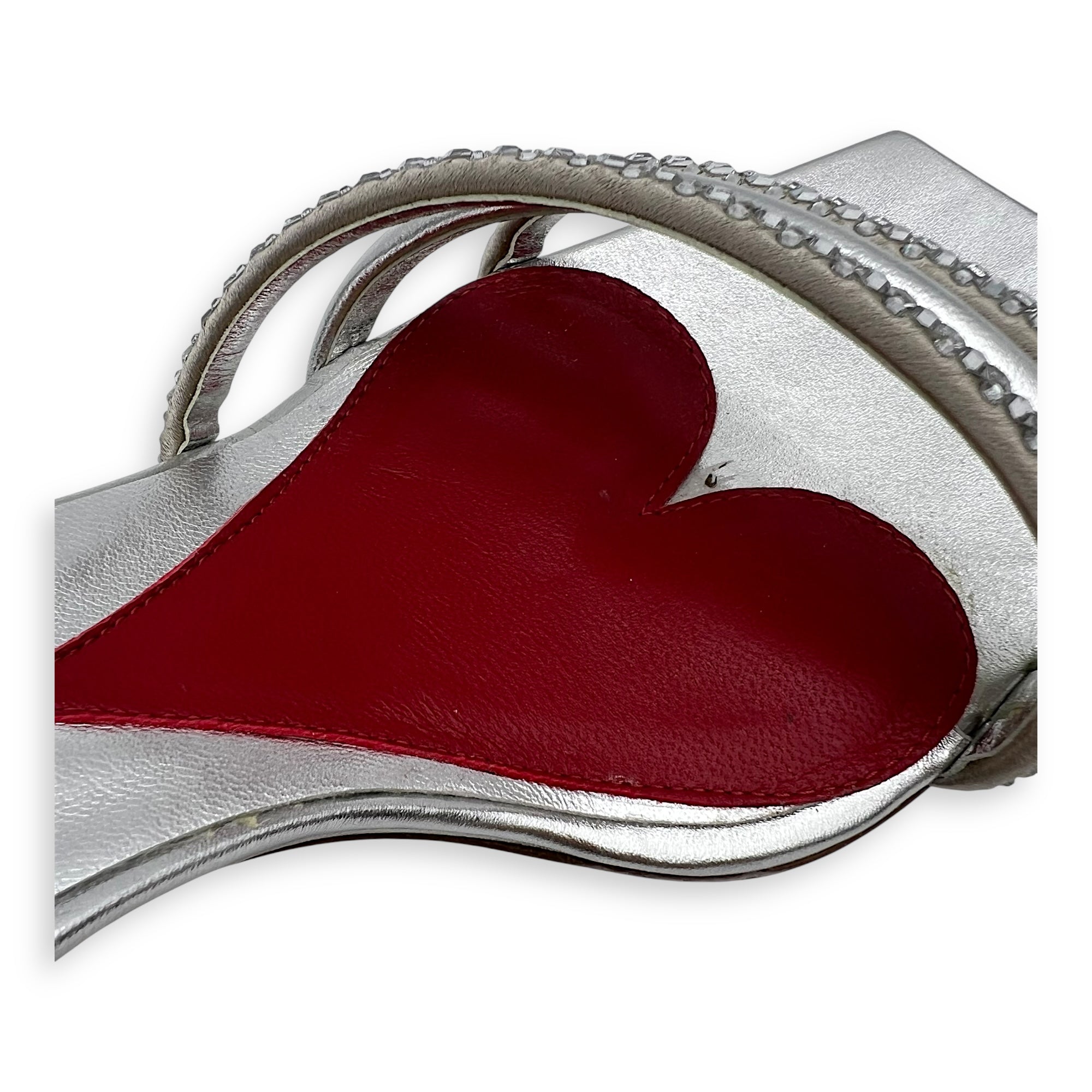 Roger Vivier Cube Strass Heel Bling Sandal 75 Heels 38 Silver in Calfskin, Silver hardware_4