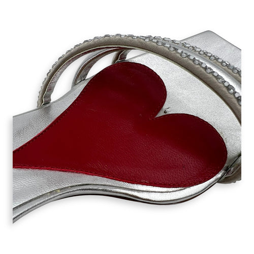 Roger Vivier Cube Strass Heel Bling Sandal 75 Heels 38 Silver in Calfskin, Silver hardware_4