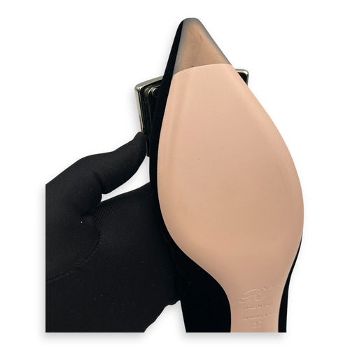 Roger Vivier Gommettine Strass Buckle Ballet 25 37 Black Shoes in Velvet, Silver hardware_2
