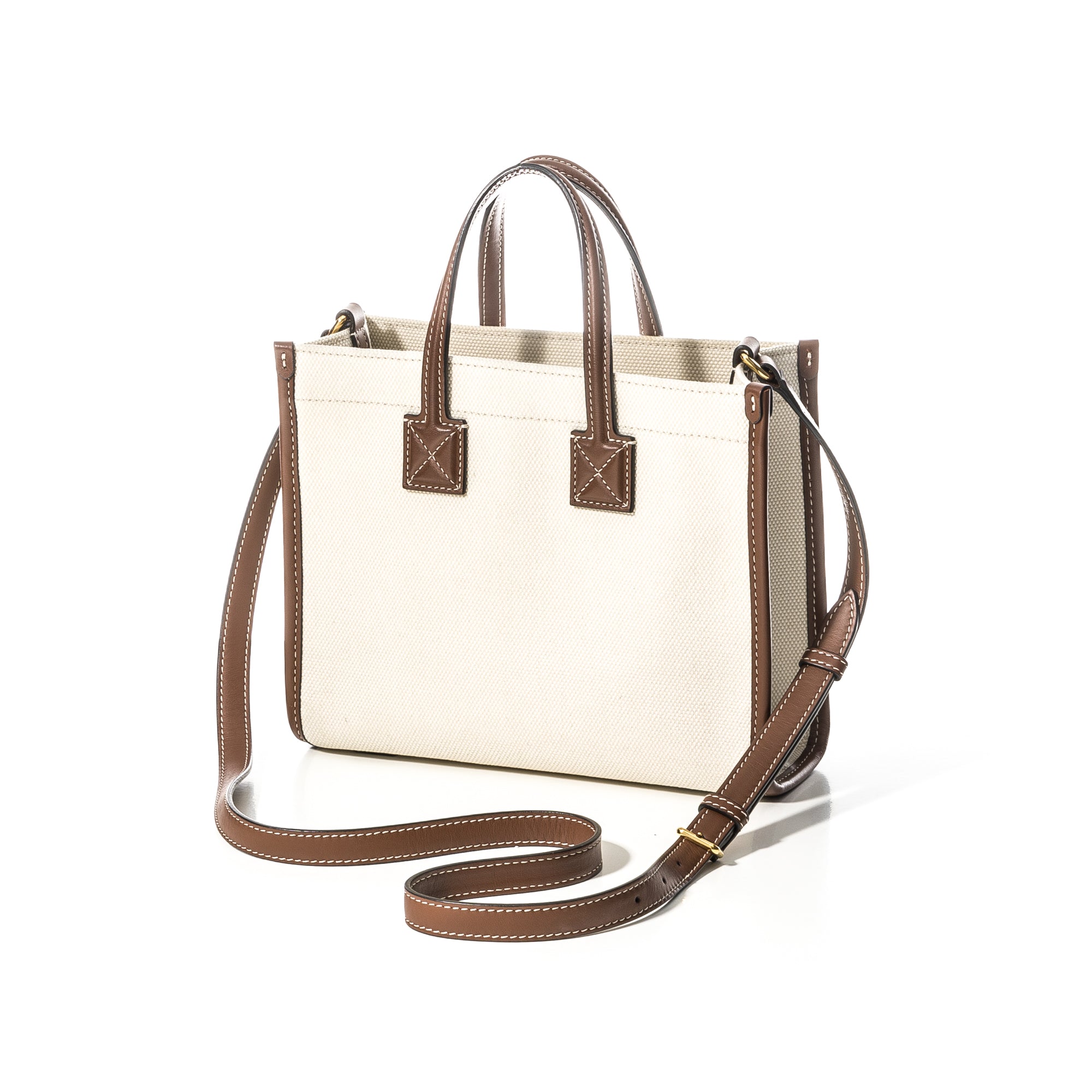 Freya Brown Tote Bag in Canvas, Gold hardware