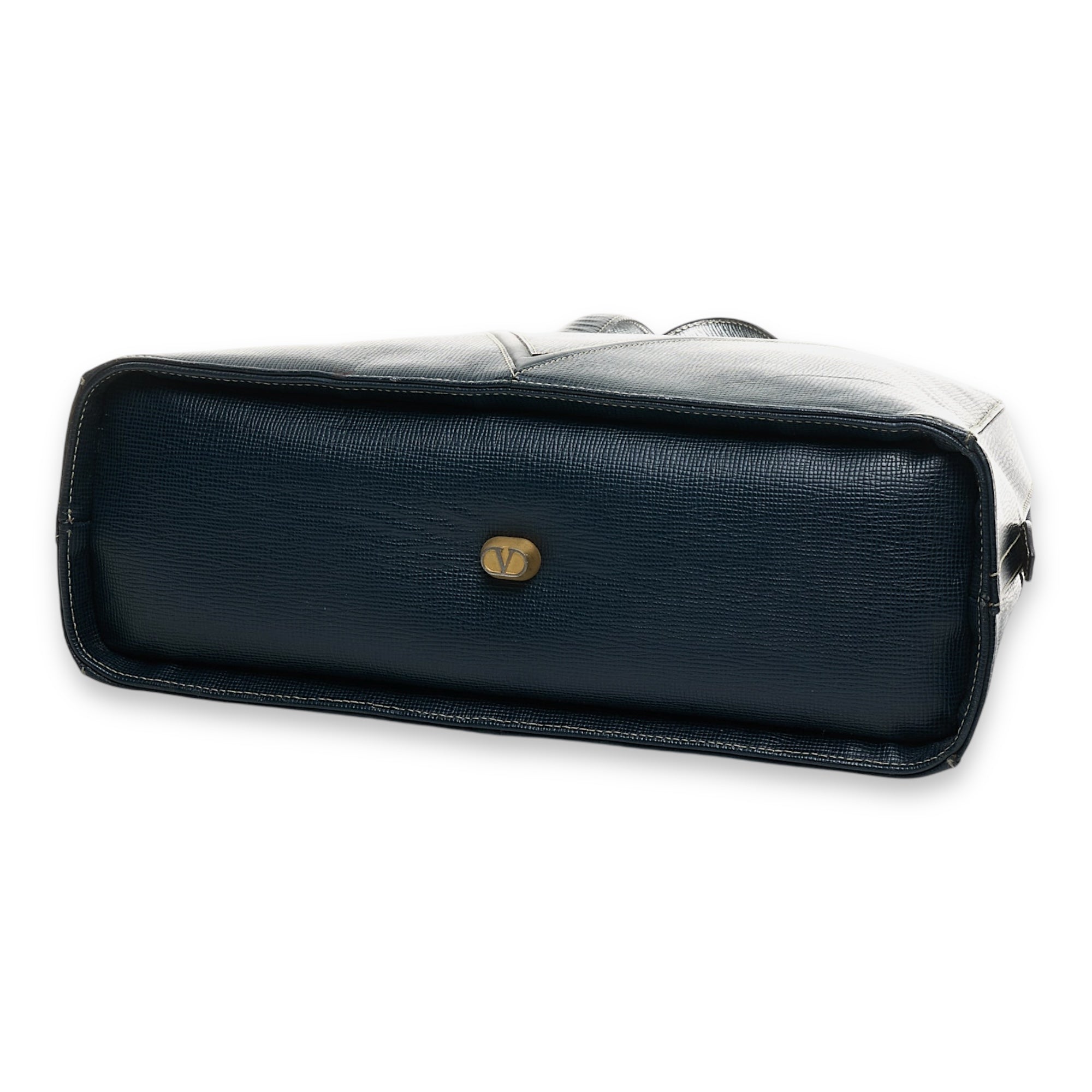 Les Sacs Vintage Navy Top Handle Bag in Calfskin, Gold hardware