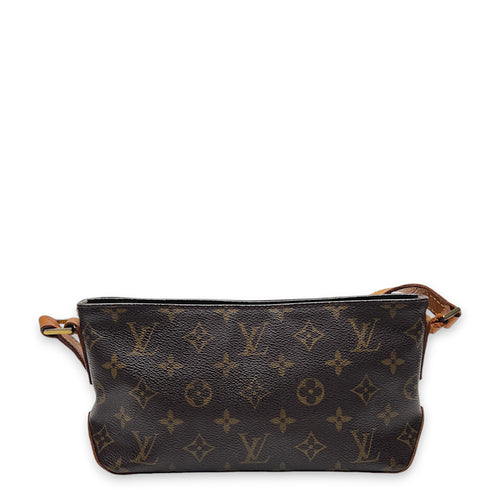 Trotteur Brown Crossbody Bag in Monogram Coated Canvas, Gold hardware