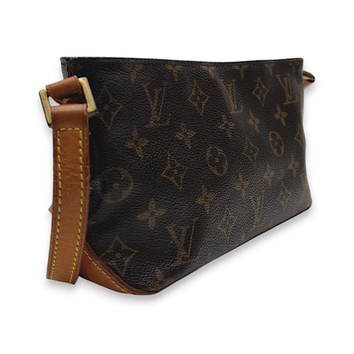 Trotteur Brown Crossbody Bag in Monogram Coated Canvas, Gold hardware