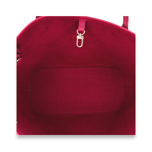 Neverfull MM Red Tote Bag in Epi Leather, Silver hardware