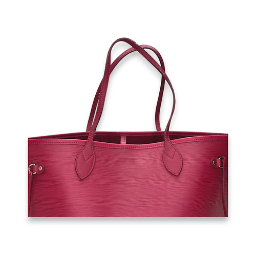 Neverfull MM Red Tote Bag in Epi Leather, Silver hardware