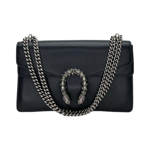 Dionysus Small Black Shoulder Bag in, Silver hardware