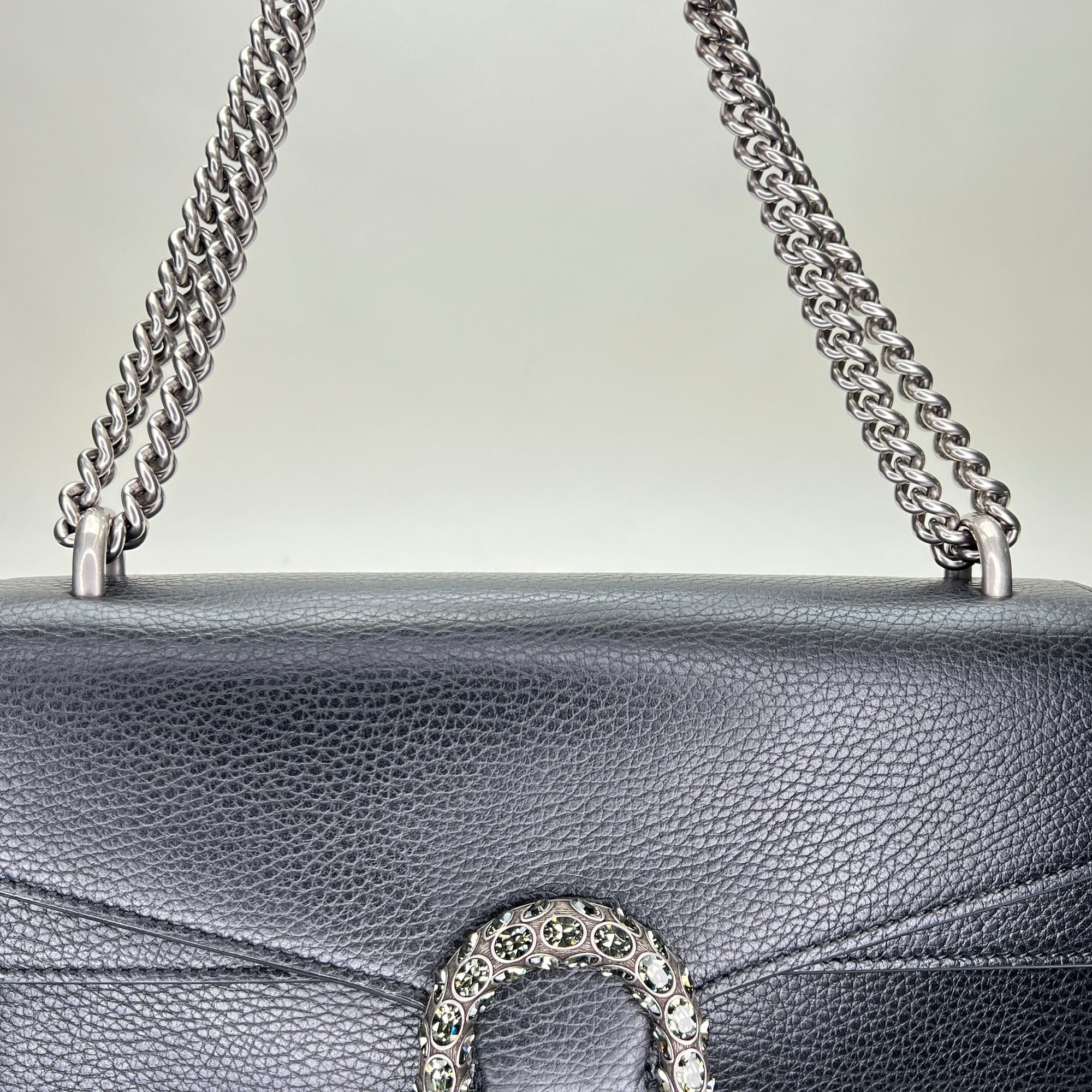 Dionysus Small Black Shoulder Bag in, Silver hardware