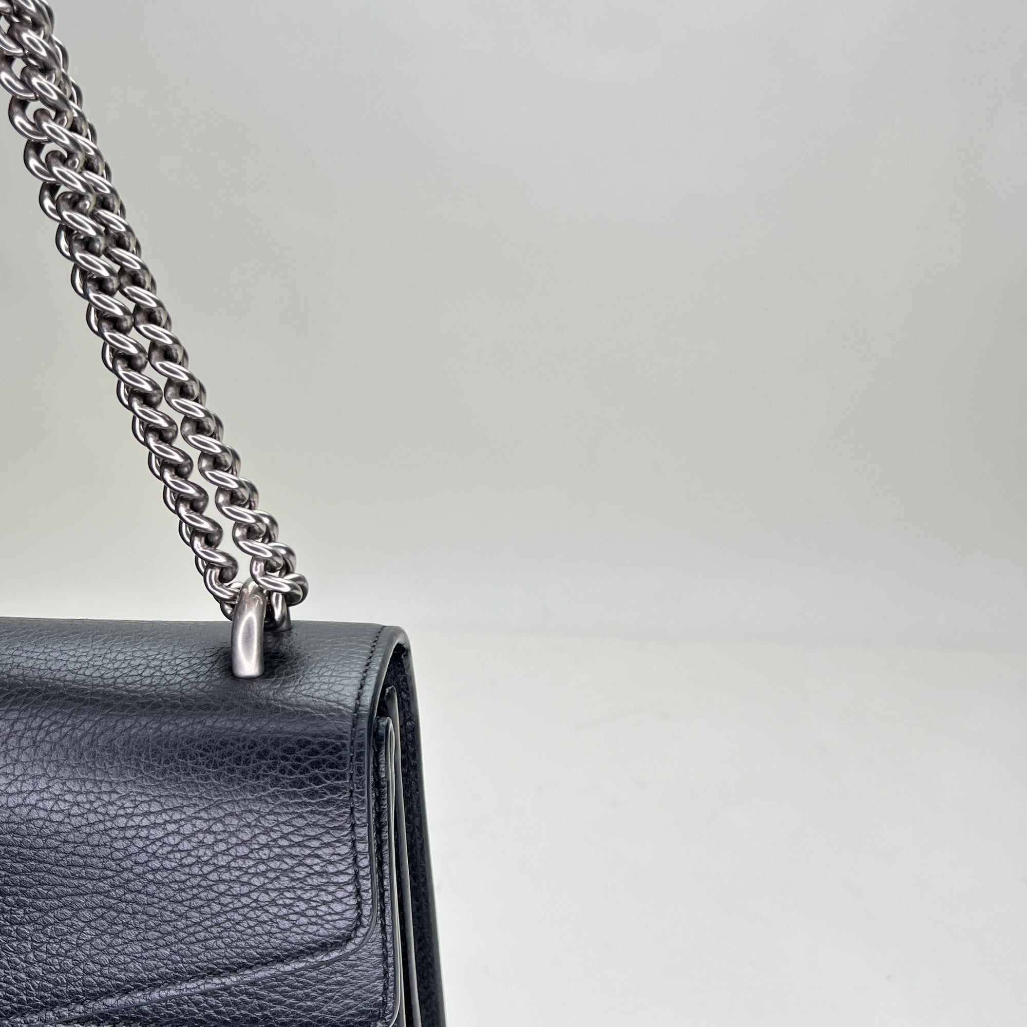 Dionysus Small Black Shoulder Bag in, Silver hardware