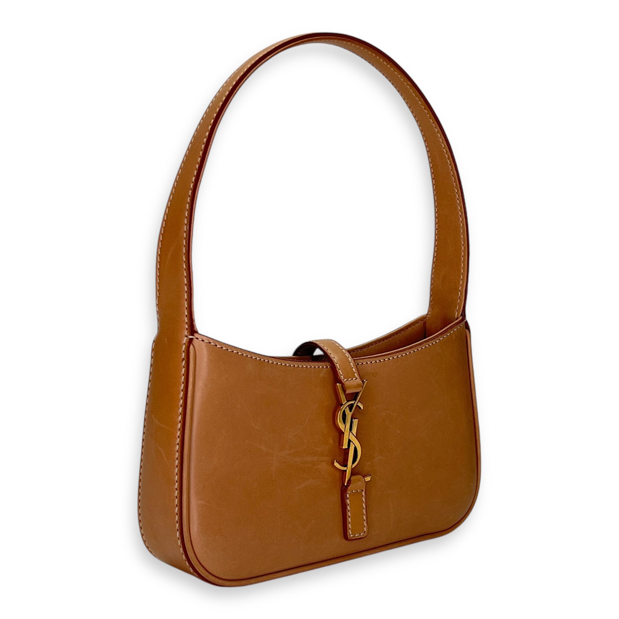Saint Laurent Le 5 A 7 Hobo Mini Brown Shoulder Bag in