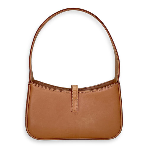 Le 5 A 7 Hobo Mini Brown Shoulder Bag in Calfskin, Gold hardware