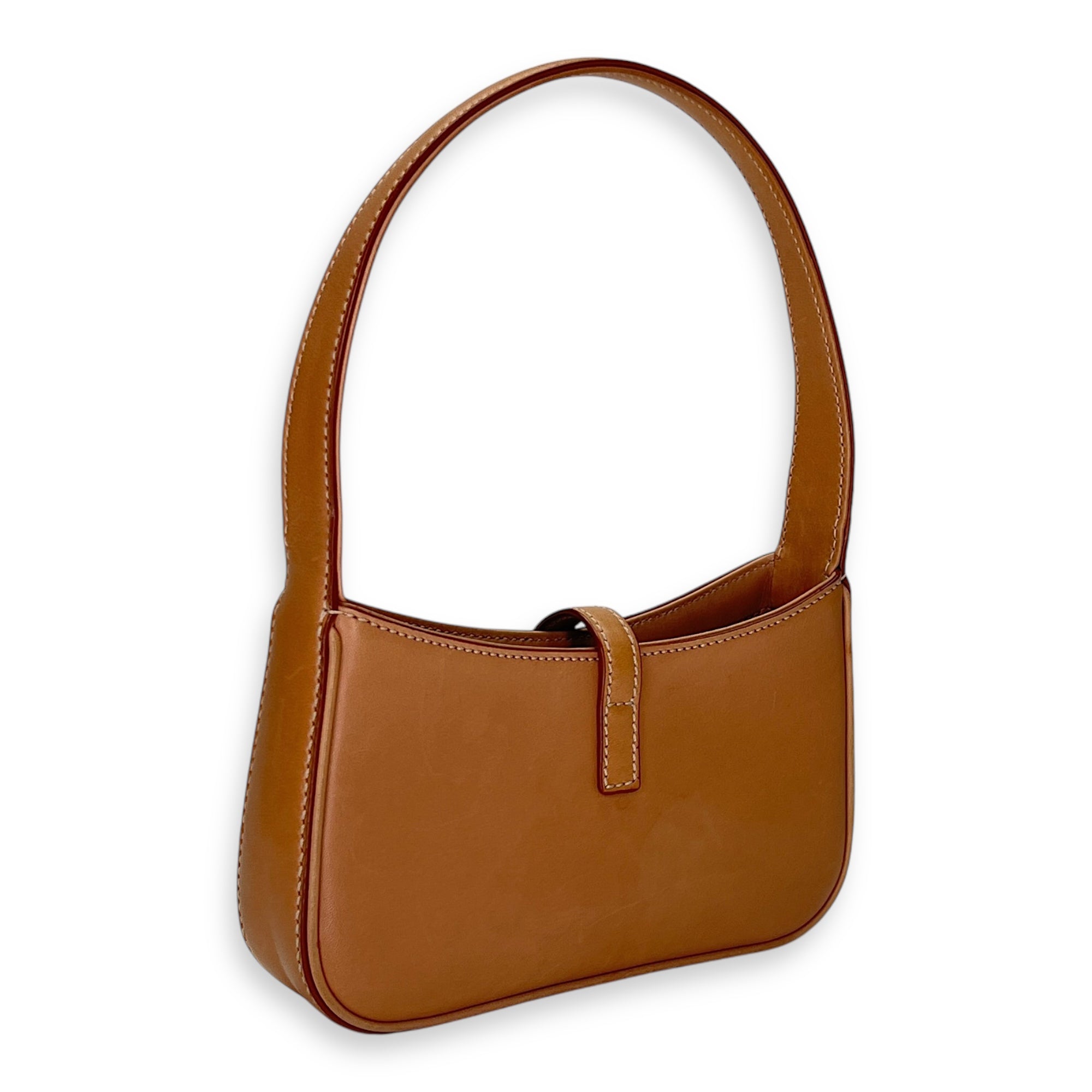 Le 5 A 7 Hobo Mini Brown Shoulder Bag in Calfskin, Gold hardware