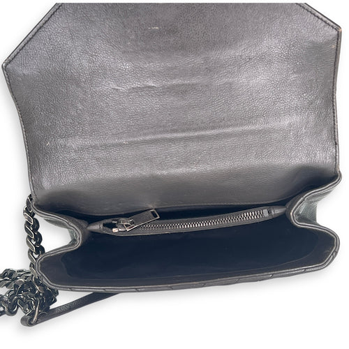 College Medium Grey Shoulder Bag in Calfskin, Silver hardware