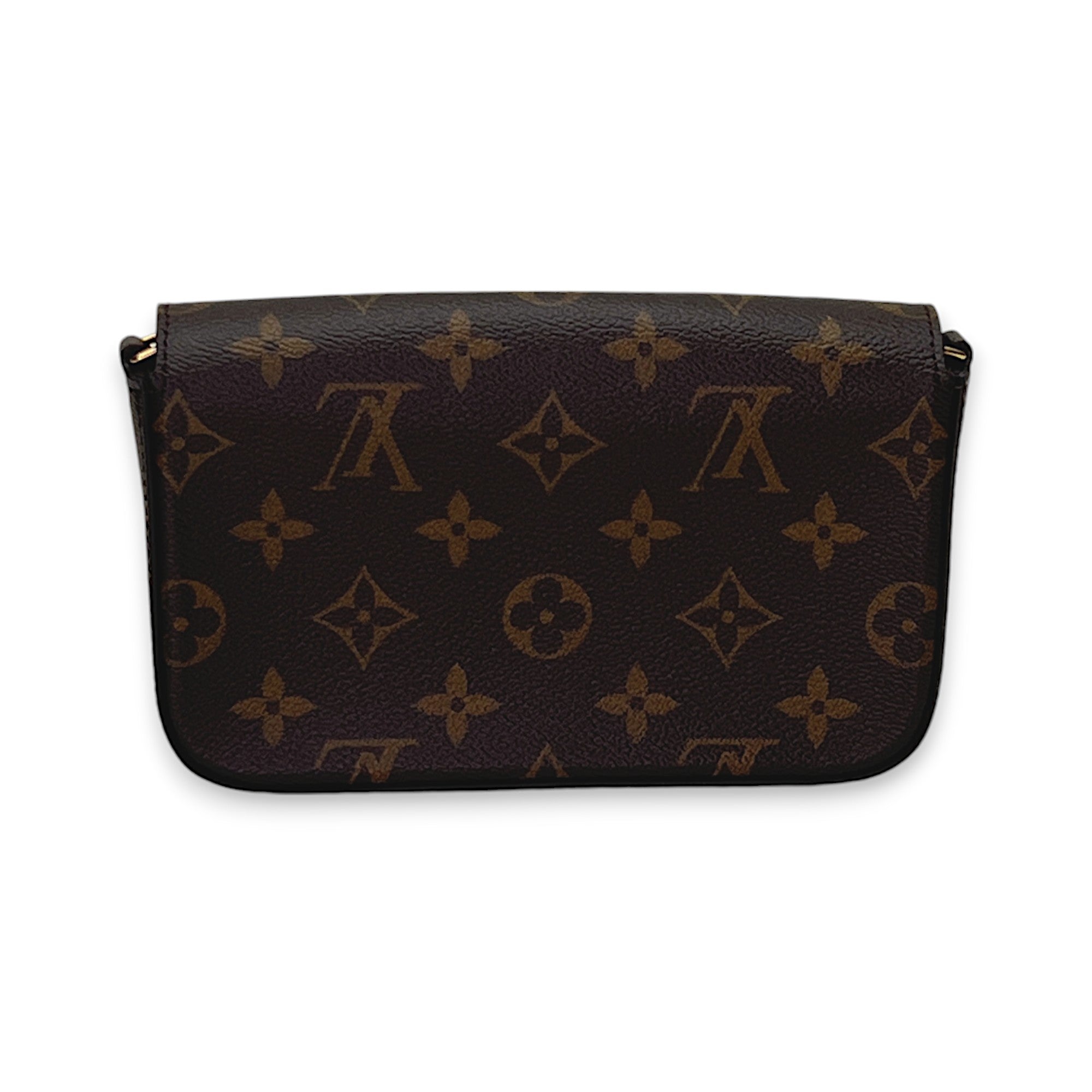 Felicie Strap & Go Brown Crossbody Bag in Monogram Coated Canvas, Gold hardware