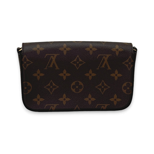 Felicie Strap & Go Brown Crossbody Bag in Monogram Coated Canvas, Gold hardware