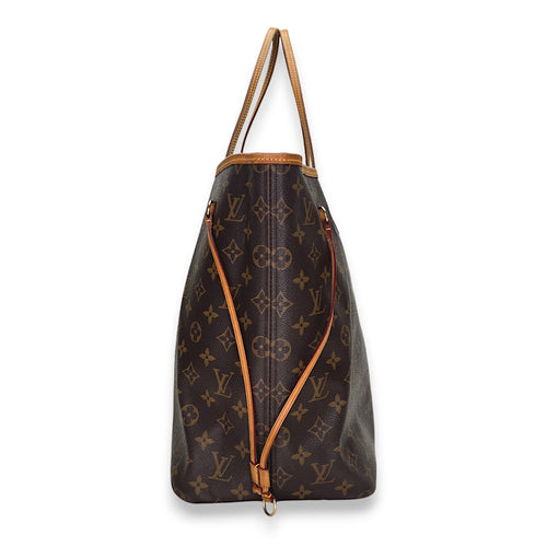 Neverfull GM Brown Tote Bag in Monogram Coated Canvas, Gold hardware