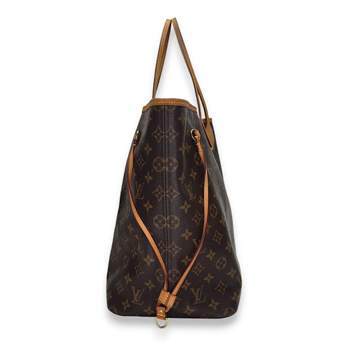 Neverfull GM Brown Tote Bag in Monogram Coated Canvas, Gold hardware