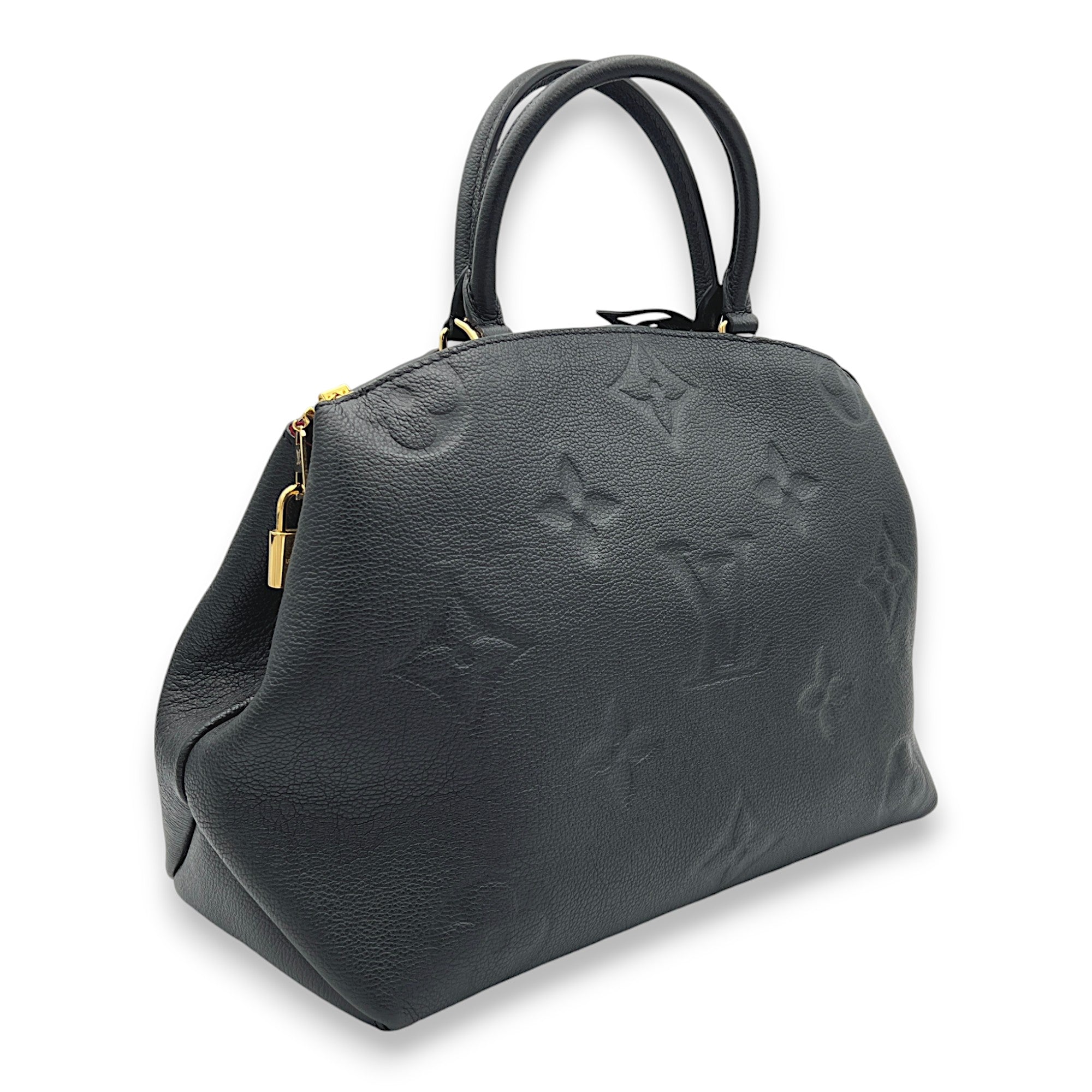 Grand Palais MM Black Top Handle Bag in Monogram Empreinte Leather, Gold hardware